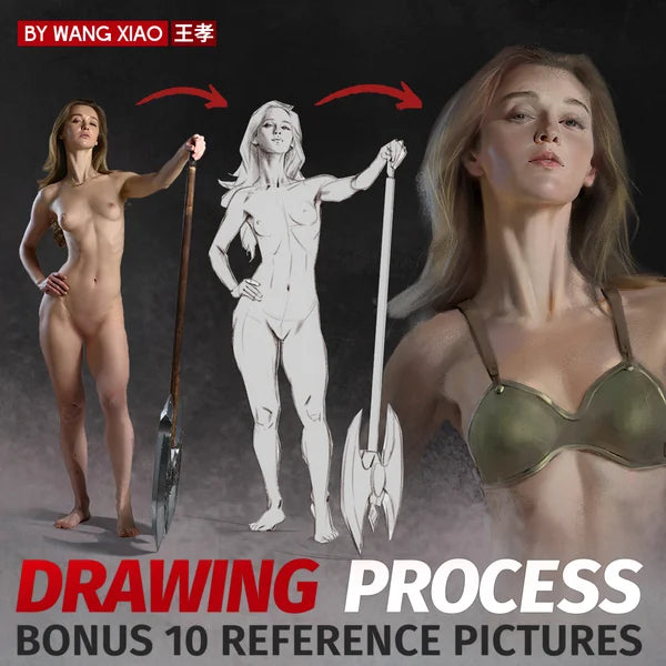 Warrior Female Drawing Process Video by Wang Xiao