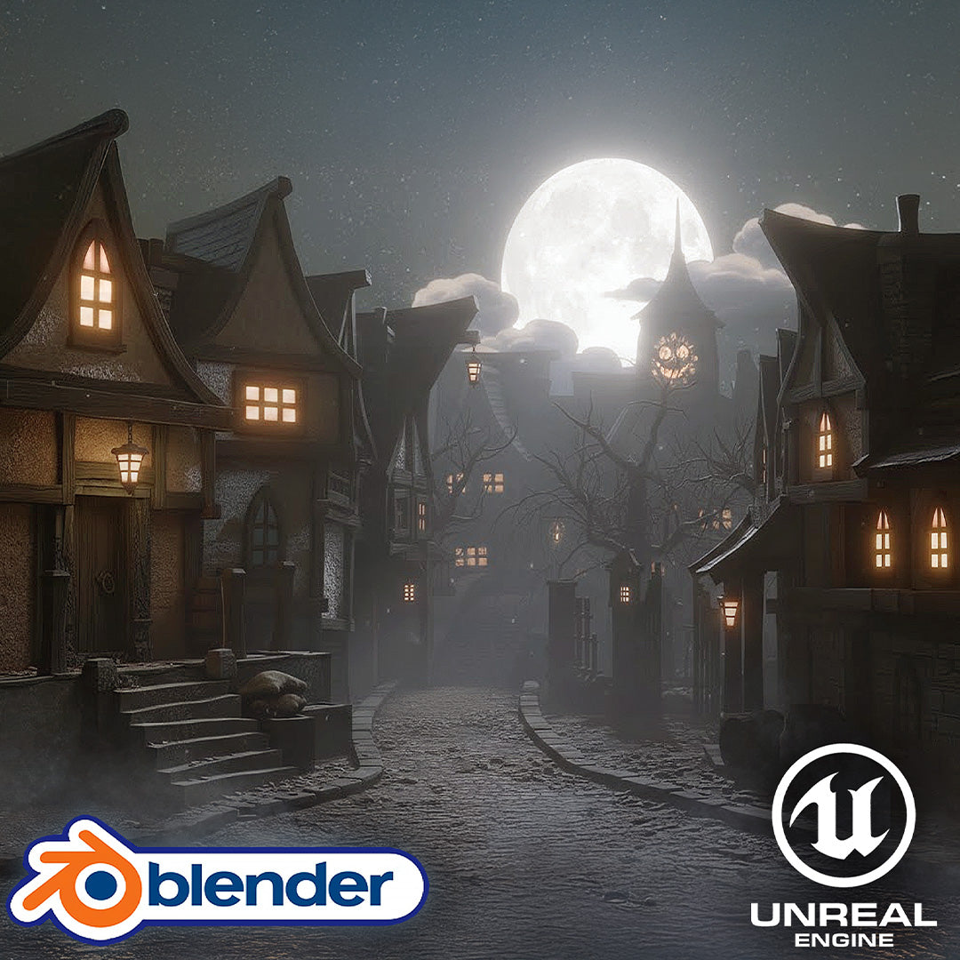 Stylized Haunted Street Environment - Blender to Unreal Engine 5