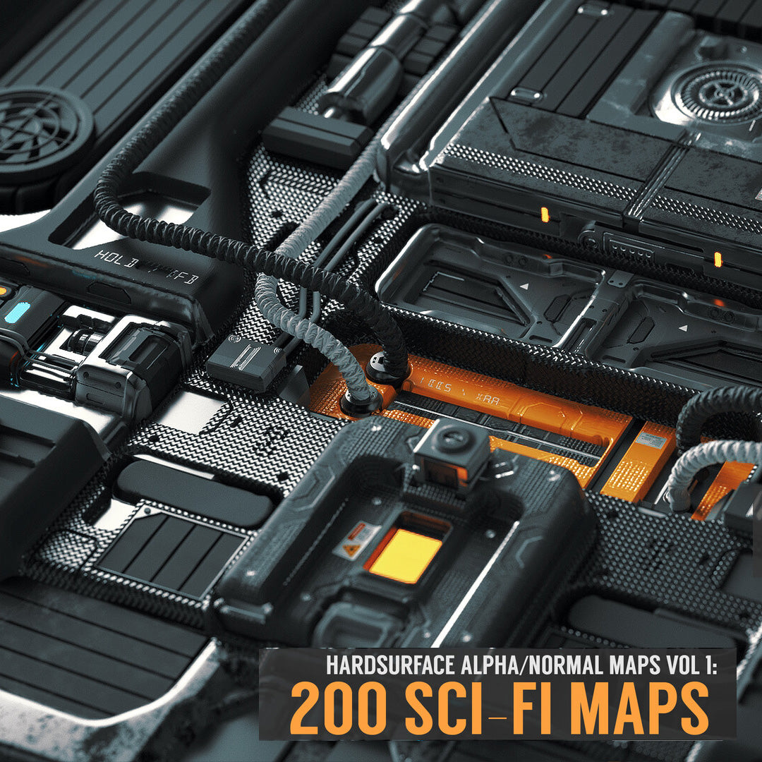 Hardsurface Alpha/Normal Maps Vol 1: 200 Sci-Fi Maps