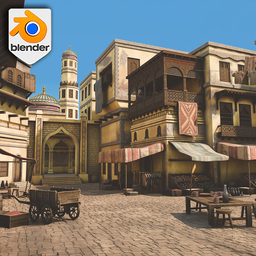 Blender Stylized Arabian Market Environment Course