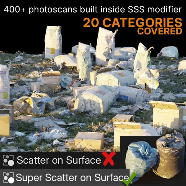 Super Scatter On Surface, 400+ Photoscans Covering 20 Categories
